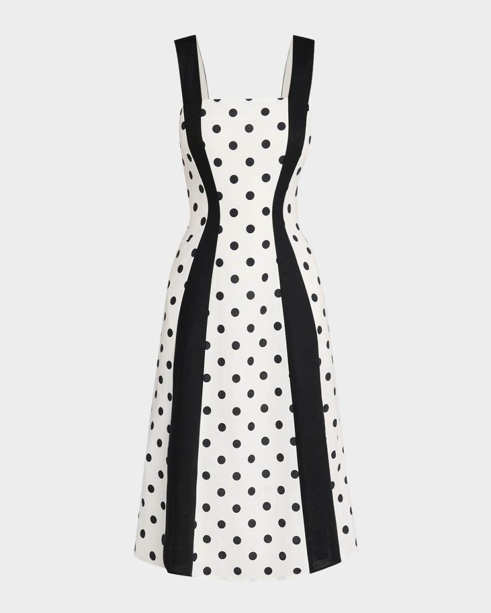 Sloane Polka Dot Colorblock Midi Dress